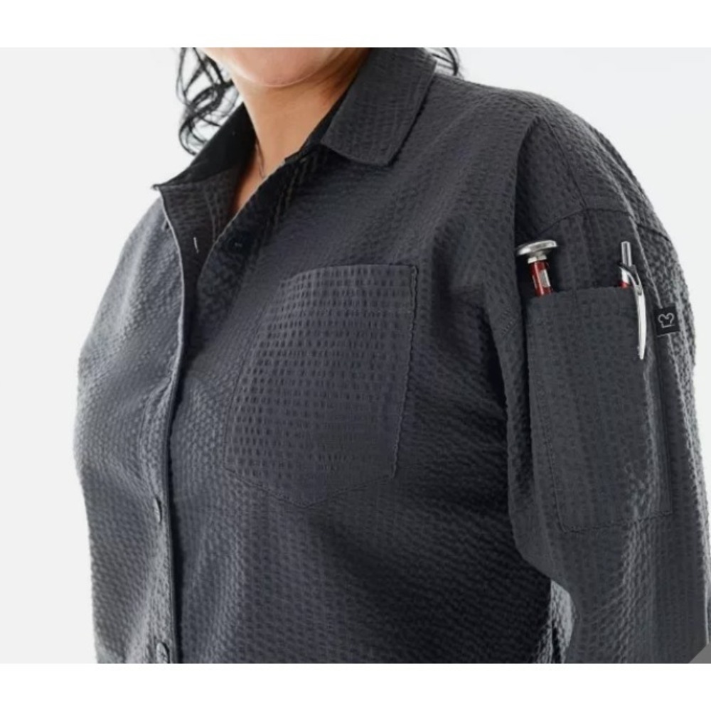 NWT Chefwear CW5032 Seersucker Shirt Black Uniform Lot 3 Workwear Womens L